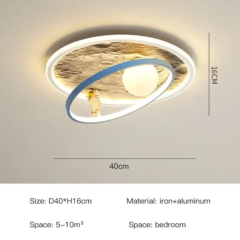 astronaut led chandelier blue & gold children's bedroom light
