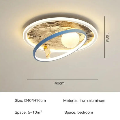 astronaut led chandelier blue & gold children's bedroom light