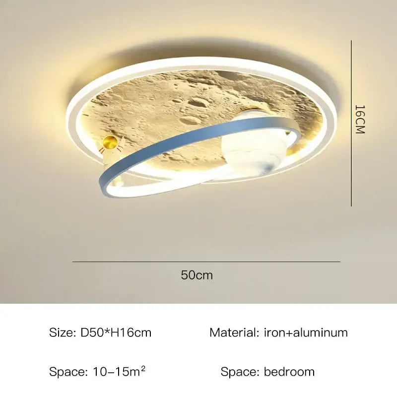astronaut led chandelier blue & gold children's bedroom light