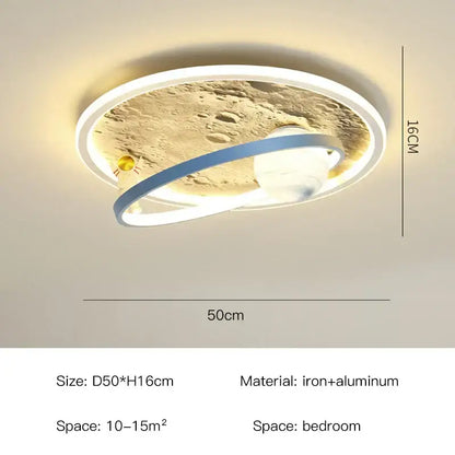 astronaut led chandelier blue & gold children's bedroom light