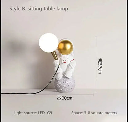 Modern white and gold astronaut led table lamp for kids bedroom