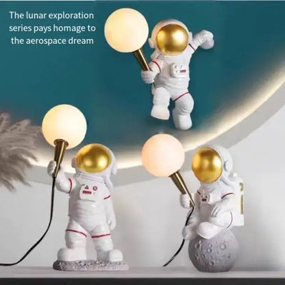 Modern white and gold astronaut led table lamp for kids bedroom