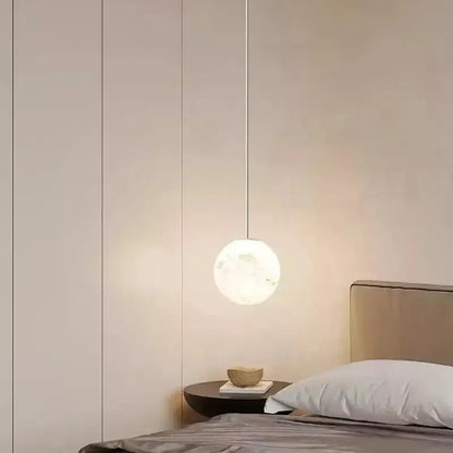 Modern white and gold astronaut lunar pendant light bedroom decor