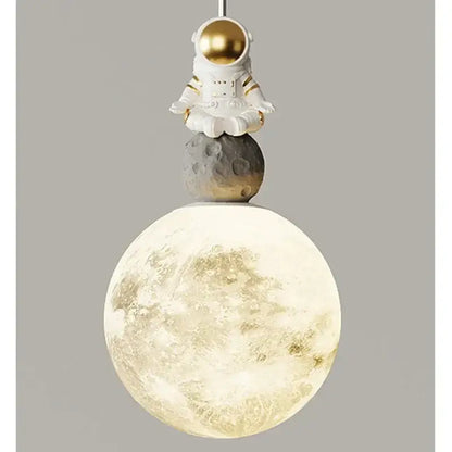Modern white and gold astronaut lunar pendant light bedroom decor