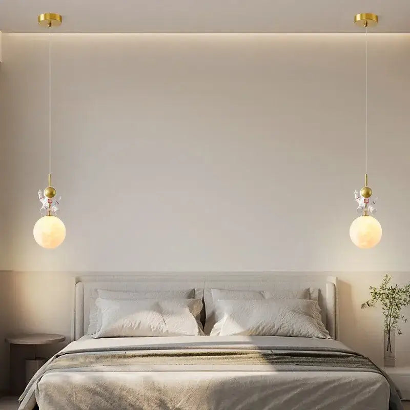 astronaut moon pendant light for childrens room bedroom