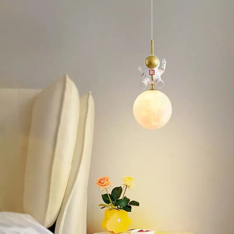 astronaut moon pendant light for childrens room bedroom