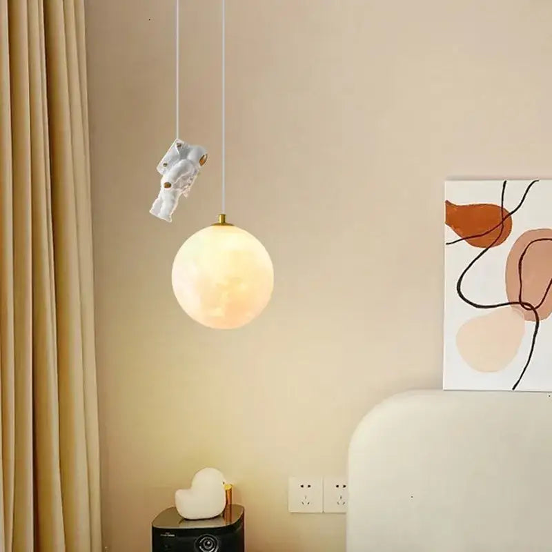 astronaut moon pendant light for childrens room bedroom