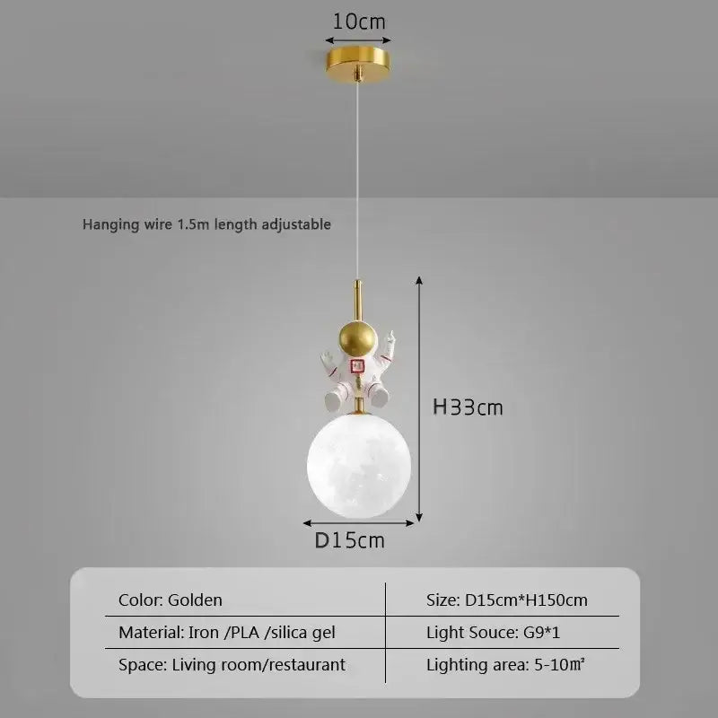 astronaut moon pendant light for childrens room bedroom