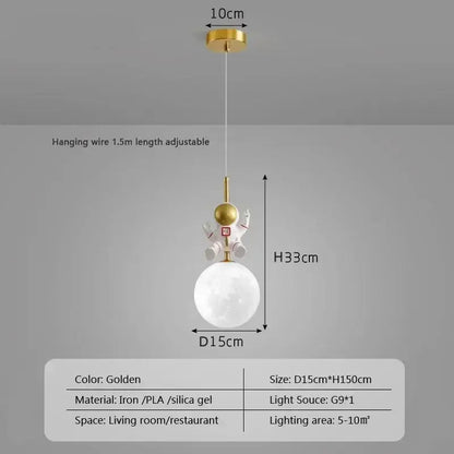 astronaut moon pendant light for childrens room bedroom