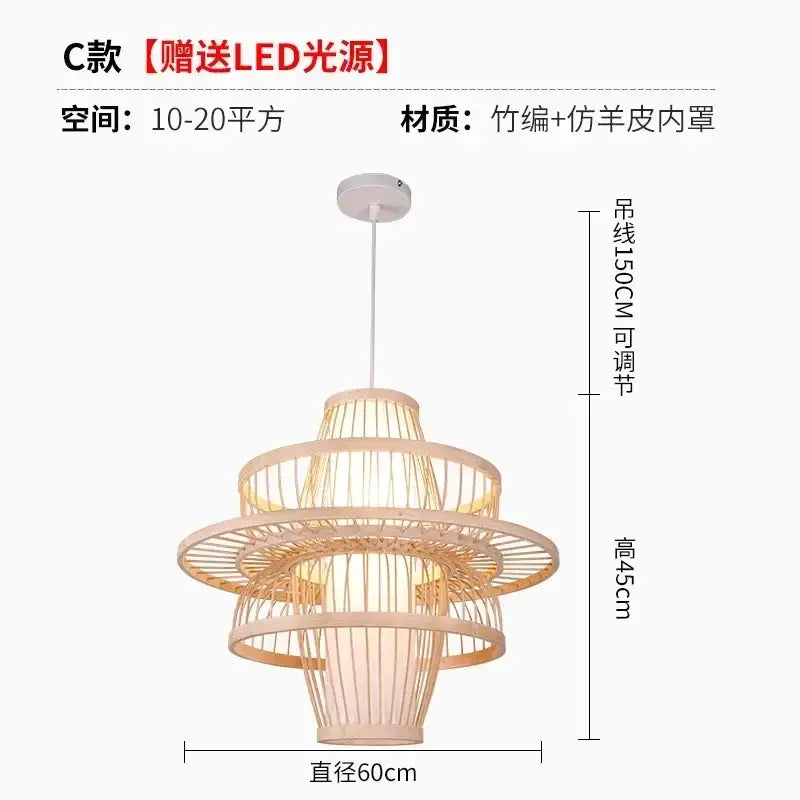bamboo ceiling chandelier woven pendant light for garden
