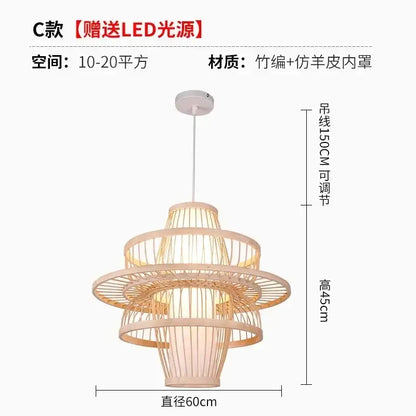 bamboo ceiling chandelier woven pendant light for garden