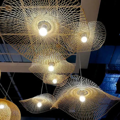 bamboo chandelier fan design woven kitchen pendant light