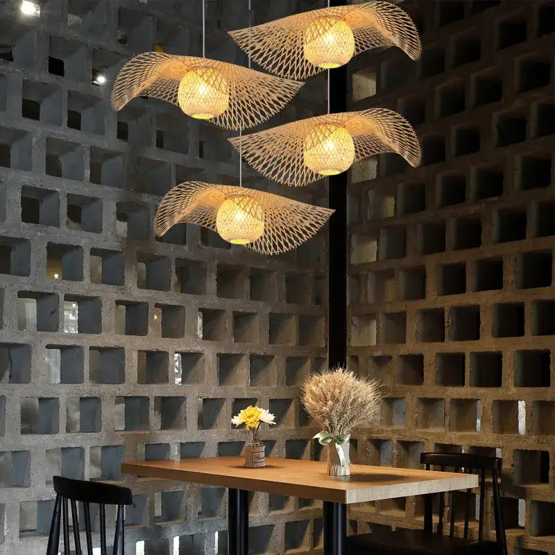 bamboo chandelier fan design woven kitchen pendant light