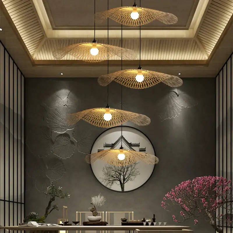 bamboo chandelier fan design woven kitchen pendant light