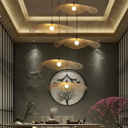bamboo chandelier fan design woven kitchen pendant light