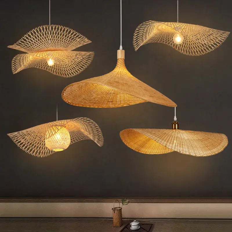bamboo chandelier fan design woven kitchen pendant light