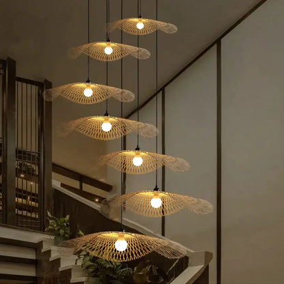 bamboo chandelier fan design woven kitchen pendant light