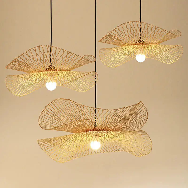 bamboo chandelier fan design woven kitchen pendant light