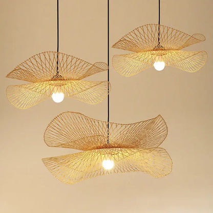 bamboo chandelier fan design woven kitchen pendant light