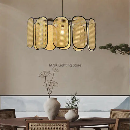 bamboo core rattan chandelier kitchen pendant light