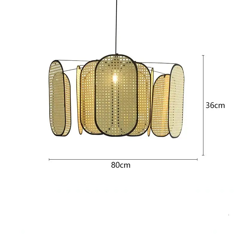 bamboo core rattan chandelier kitchen pendant light