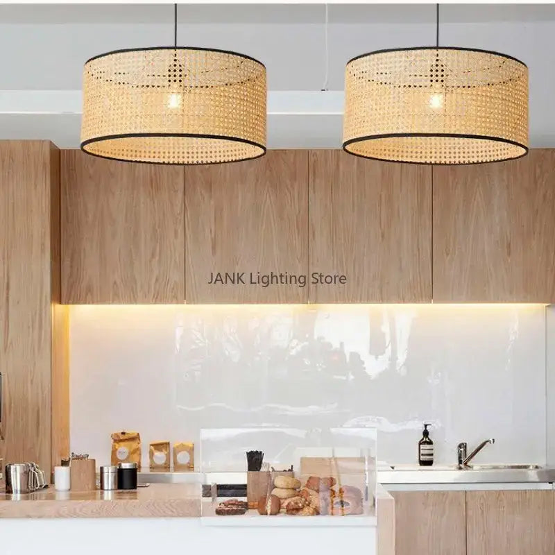 bamboo core rattan chandelier kitchen pendant light