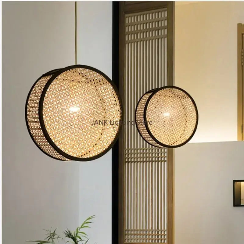 bamboo core rattan chandelier kitchen pendant light