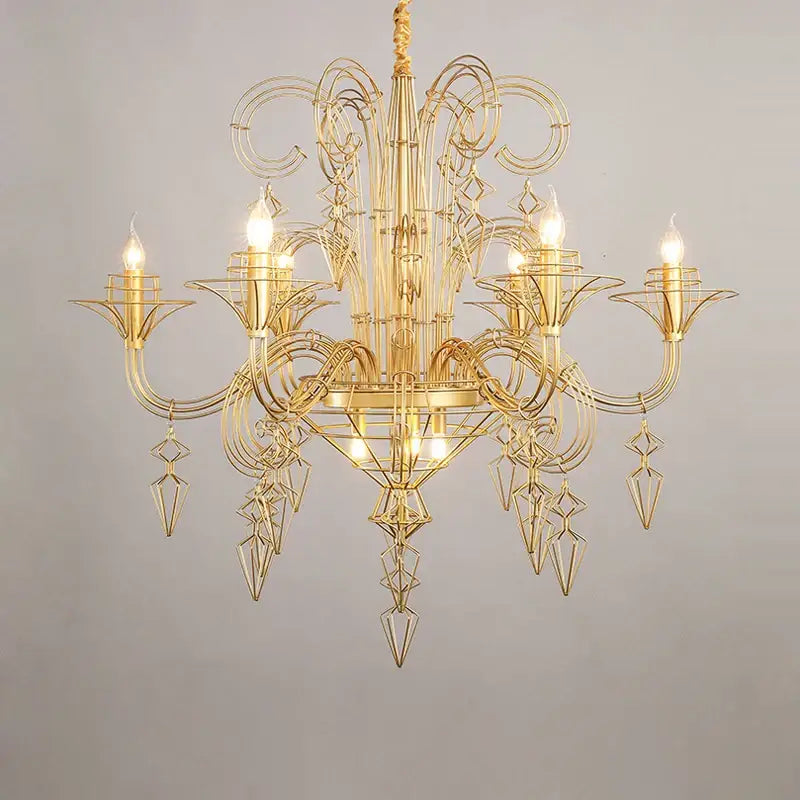baroque iron designer led chandelier foyer hanging lamp