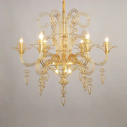 baroque iron designer led chandelier foyer hanging lamp