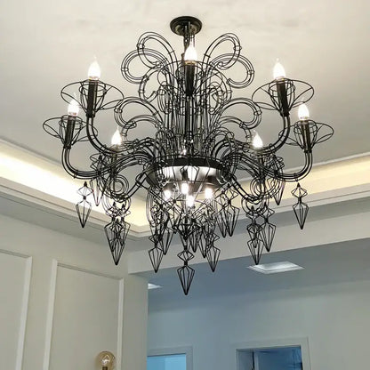 baroque iron designer led chandelier foyer hanging lamp