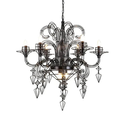 baroque iron designer led chandelier foyer hanging lamp
