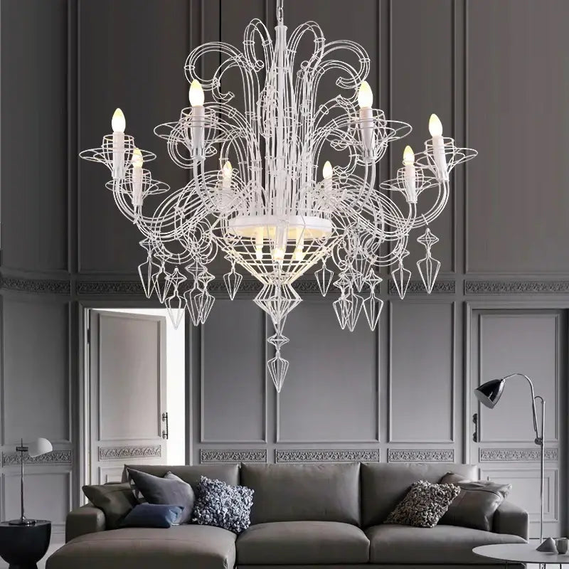 baroque iron designer led chandelier foyer hanging lamp