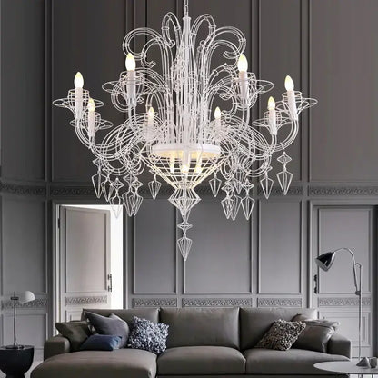 baroque iron designer led chandelier foyer hanging lamp