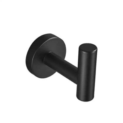 Modern brass bathroom hardware set with cylindrical towel rack