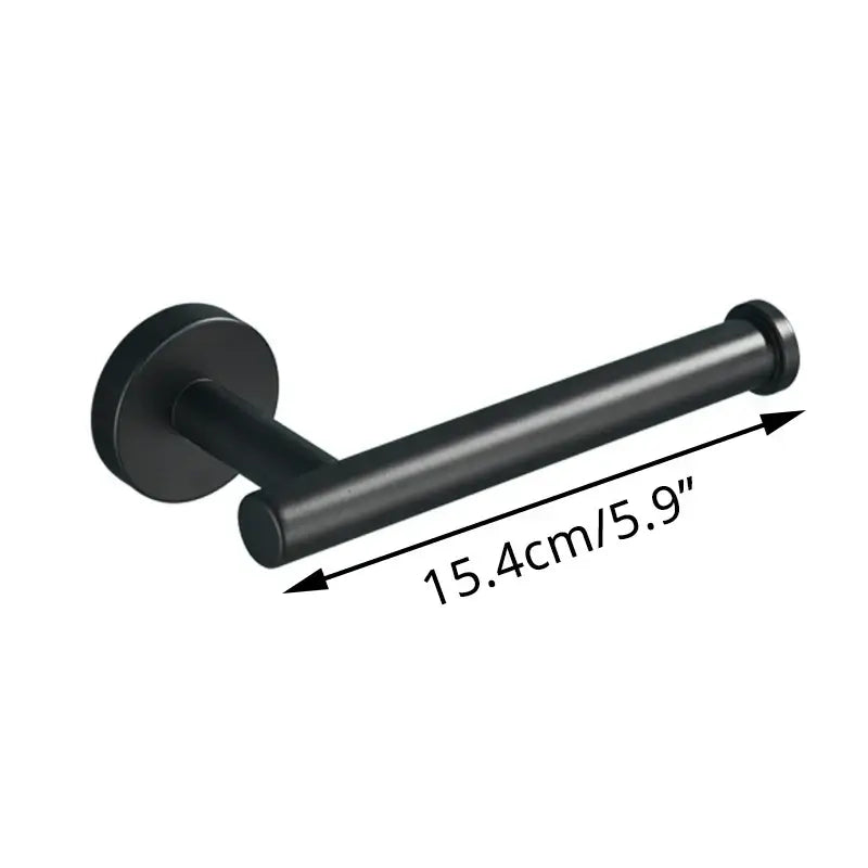 Modern brass bathroom hardware set with cylindrical towel rack