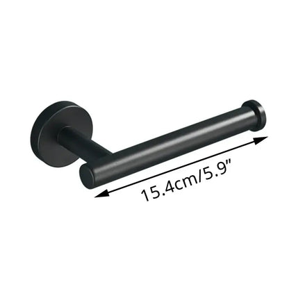Modern brass bathroom hardware set with cylindrical towel rack