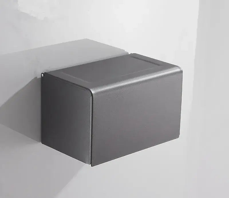 Modern matte black bathroom hardware set with shelf and towel rack