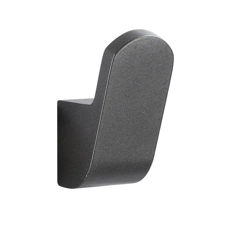 Modern matte black bathroom hardware set with shelf and towel rack