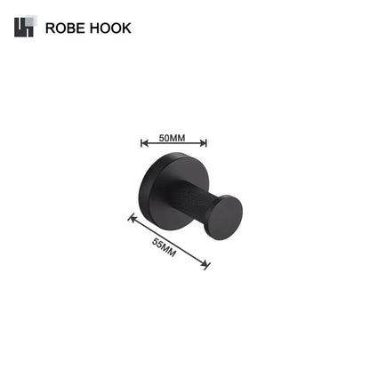 Matte black and frosted glass bathroom hardware set
