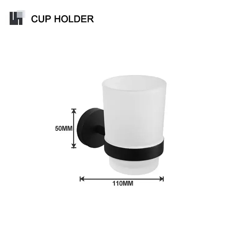 Matte black and frosted glass bathroom hardware set