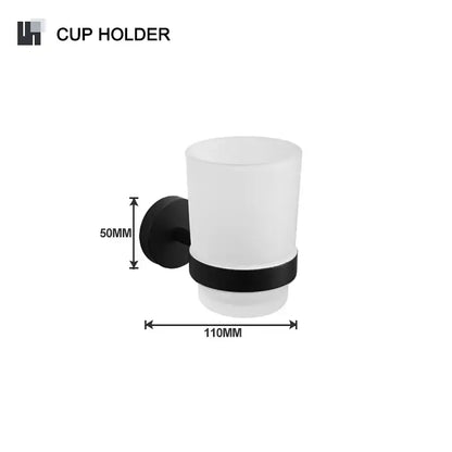 Matte black and frosted glass bathroom hardware set