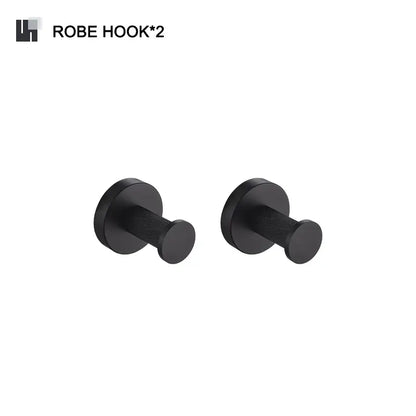 Matte black and frosted glass bathroom hardware set