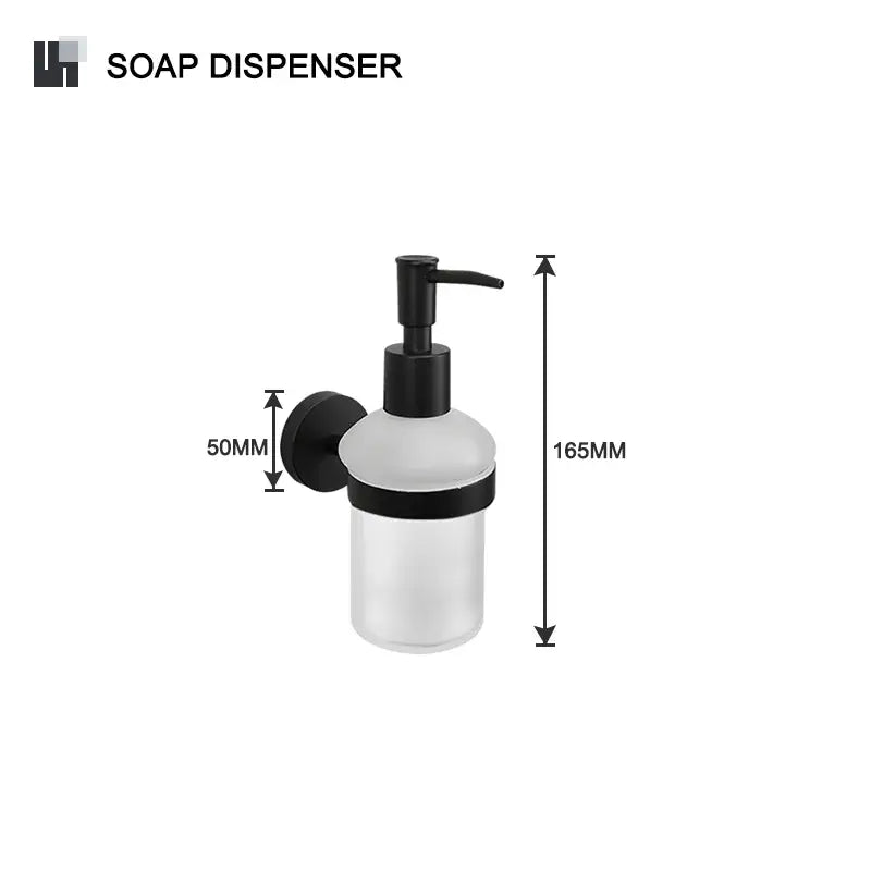 Matte black and frosted glass bathroom hardware set
