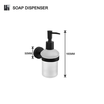 Matte black and frosted glass bathroom hardware set