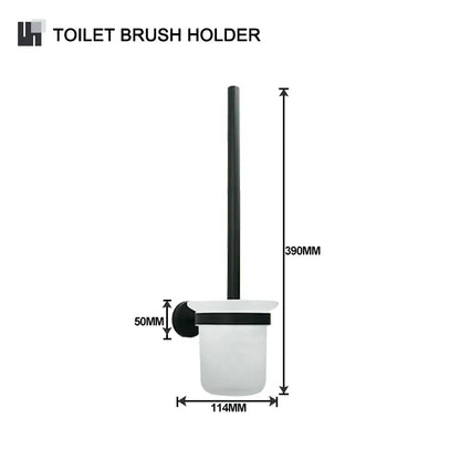 Matte black and frosted glass bathroom hardware set