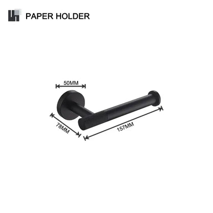 Matte black and frosted glass bathroom hardware set