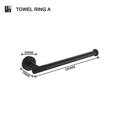 Matte black and frosted glass bathroom hardware set