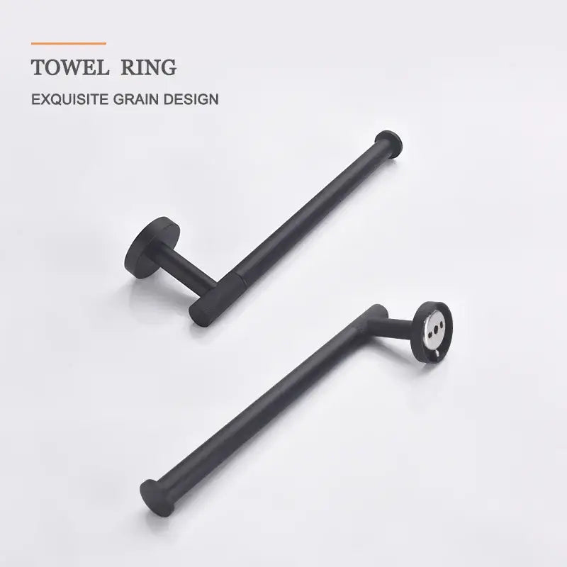 Matte black and frosted glass bathroom hardware set