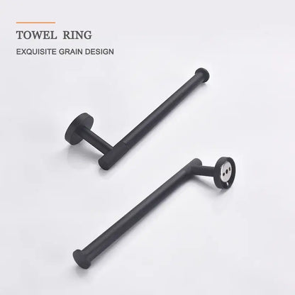 Matte black and frosted glass bathroom hardware set