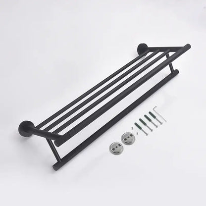 Matte black and frosted glass bathroom hardware set